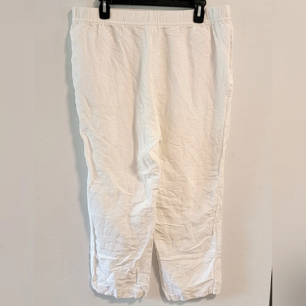 L Linen Blend H&M Cropped Wide Leg Pull On Beach Resort Vacation Cruise Summer